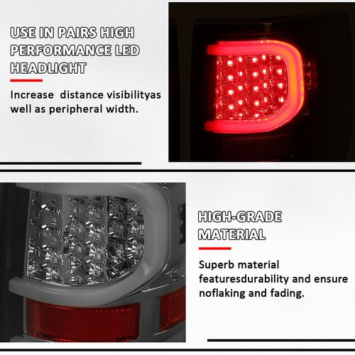 Solid Spare For Ford F150 2009-2014 Smoke black LED Tail Lights Brake Lamps Passenger+Driver