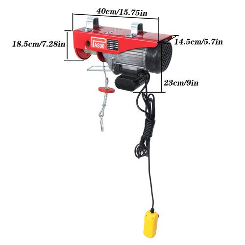 Solid Spare 1760lbs Wired Remote Control Winch Overhead Crane Electric Wire Hoist