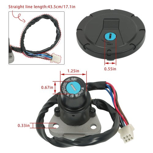 Solid Spare Motorcycle Fuel Tank Cap Ignition Lock Fit For Kawasaki KLR650 87-07 New