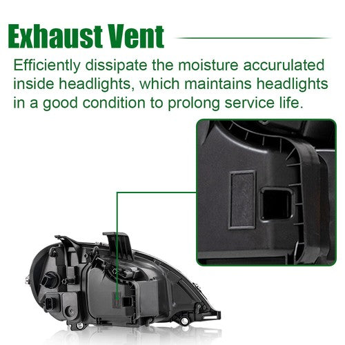 Solid Spare Fit For 96-04 Freightliner Columbia Driver & Passenger Side Headlights Headlamps