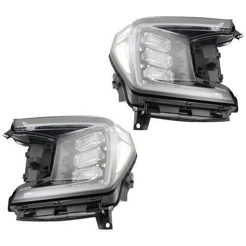 Solid Spare Headlight Pair Projector For 2021-2023 GMC Yukon(XL) Passenger+Driver Side Clear