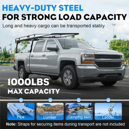 Solid Spare Adjustable FullSize Trunk Bed Truck PICKUP Rack Ladder Lumber Utility Kayak