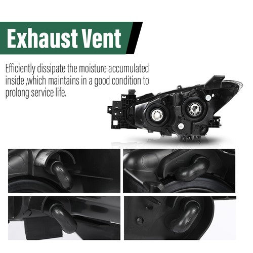Solid Spare Fit For 2014-2016 Mazda 3 Clear/Black Projector Headlights Assembly Left+Right