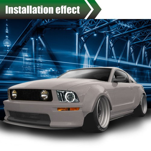 Solid Spare Smoke Lens LED DRL Halo Headlights Assembly Fit For 2005-2009 Ford Mustang