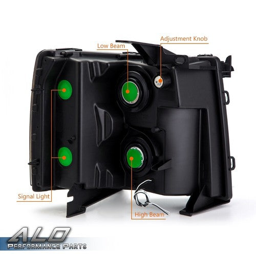 Solid Spare Fit For 2007-2014 Chevy Silverado 1500 2500 3500 LED DRL Headlights Head Lamps