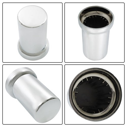 Solid Spare 33mm Lug Nut Covers Chrome Push On Style Plastic Tube Style For Truck 20 PCS
