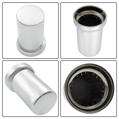 Solid Spare 33mm Lug Nut Covers Chrome Push On Style Plastic Tube Style For Truck 20 PCS