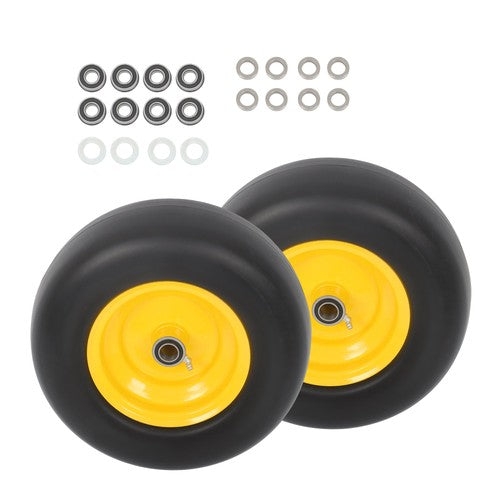 Solid Spare Lawn Mower Tire And Wheel 13x5.00-6" 2 Pcs - Solid Smooth Tread Yellow Rim Tires