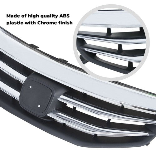 Solid Spare For 2011 2012 Honda Accord Chrome Radiator Bumper Grille Front Upper Grill