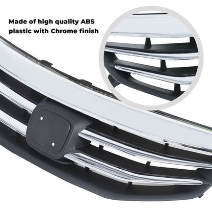 Solid Spare For 2011 2012 Honda Accord Chrome Radiator Bumper Grille Front Upper Grill