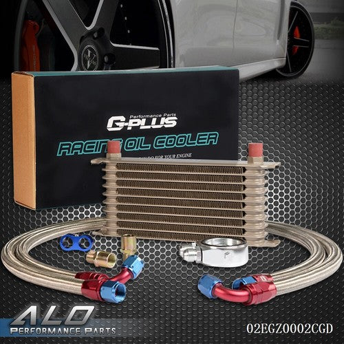 Solid Spare Universal 10 Row AN10 Aluminum Transmission Engine Oil Cooler+Filter Adapter Kit