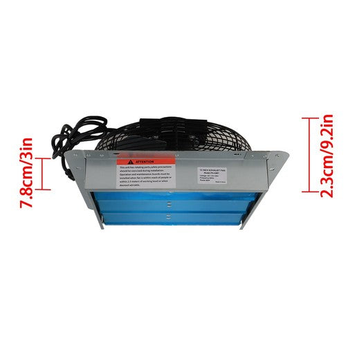 Solid Spare Aluminum 12" Wall Mounted Shutter Exhaust Fan With 1.65 Meters Power Cord Kit