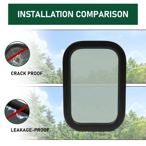 Solid Spare Vertical RV Window Cargo Trailer w/Trim Ring Screws Tinted Glass 12"X18"X1 1/2"
