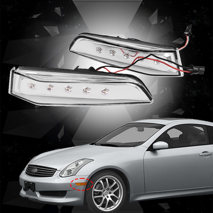White LED Bumper Side Marker Lights Lamps Clear For 2003-2007 Infiniti G35 Coupe