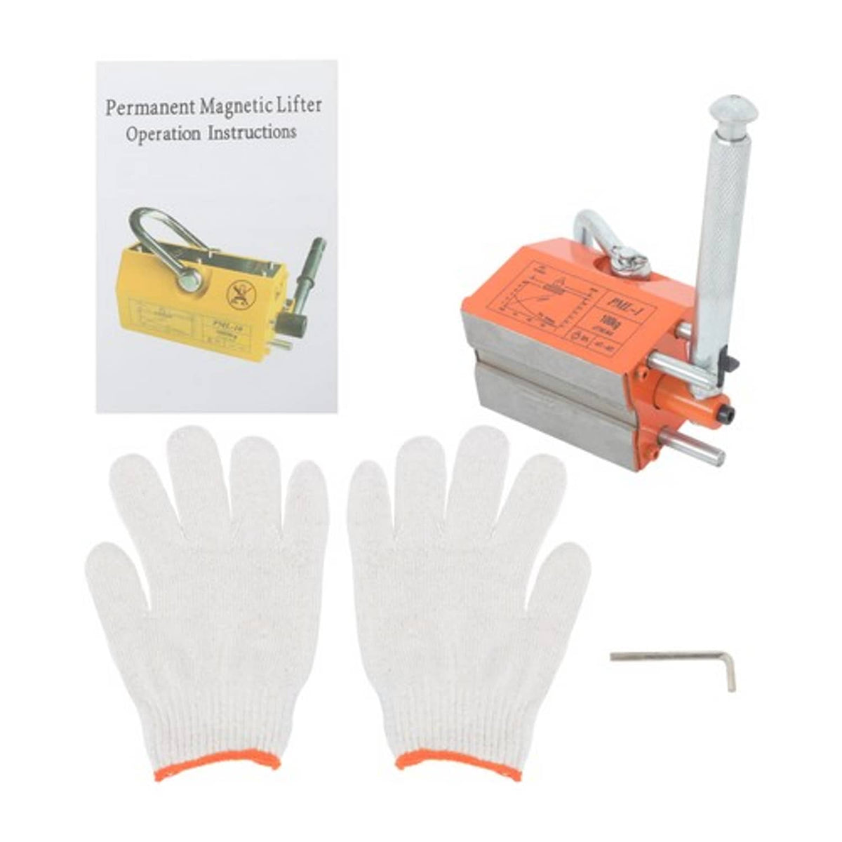 Solid Spare Orange Permanent Magnetic Lifter Hoist 220 lbs/100 kg 2.5 Safety Factor