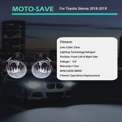 Solid Spare Clear Lens Fog Light+Switch+Wiring For Toyota Sienna 18-19 52030-08030 LH+RH