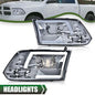 Solid Spare LED Tube Projector Headlights Smoked Fit For 2009-2018 Dodge Ram 1500 2500 3500
