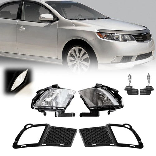 Front Bumper Fog Lights & Covers Set W/O Wiring For 2010-2012 KIA Forte Sedan