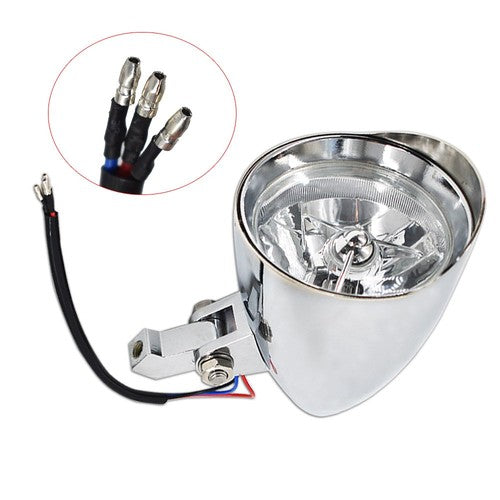 Solid Spare 12V Motorcycle Chrome Visor Headlight Lamp For Bobber Chopper Dyna