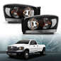 Solid Spare Clear Black Headlights Fit For 06-08 Dodge Ram 1500/2006-09 Ram 2500 3500