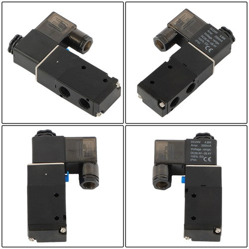 Solid Spare 1/4'' DC 12V 3 way 2 position Pneumatic Electric Solenoid Valve NPT Air Aluminum