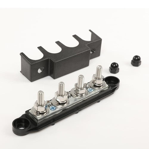 Solid Spare Black 12V 250A 4 Post Busbar Bus Bar Power Distribution Block With Cover 5/16"