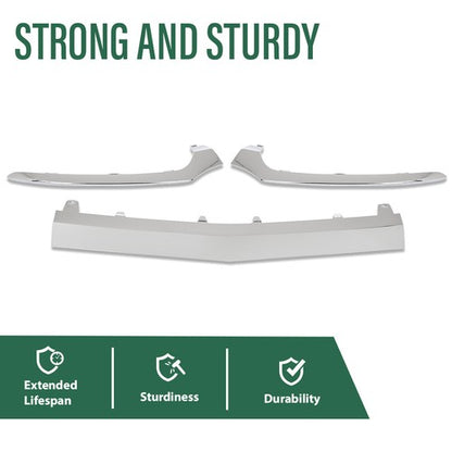 Solid Spare 3PCS For Mercedes Benz W205 2015-2018 Chrome Front Bumper Lower Lip Molding Trim