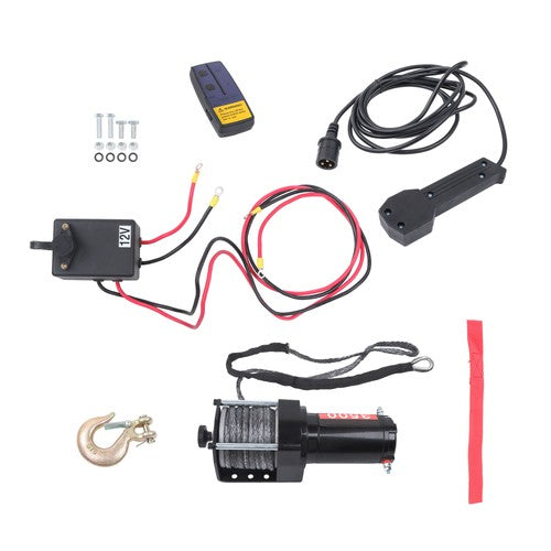 Solid Spare 12V 3500LBS 1.5HP Electric Winch 50ft Synthetic Rope Wireless & Wired Remote
