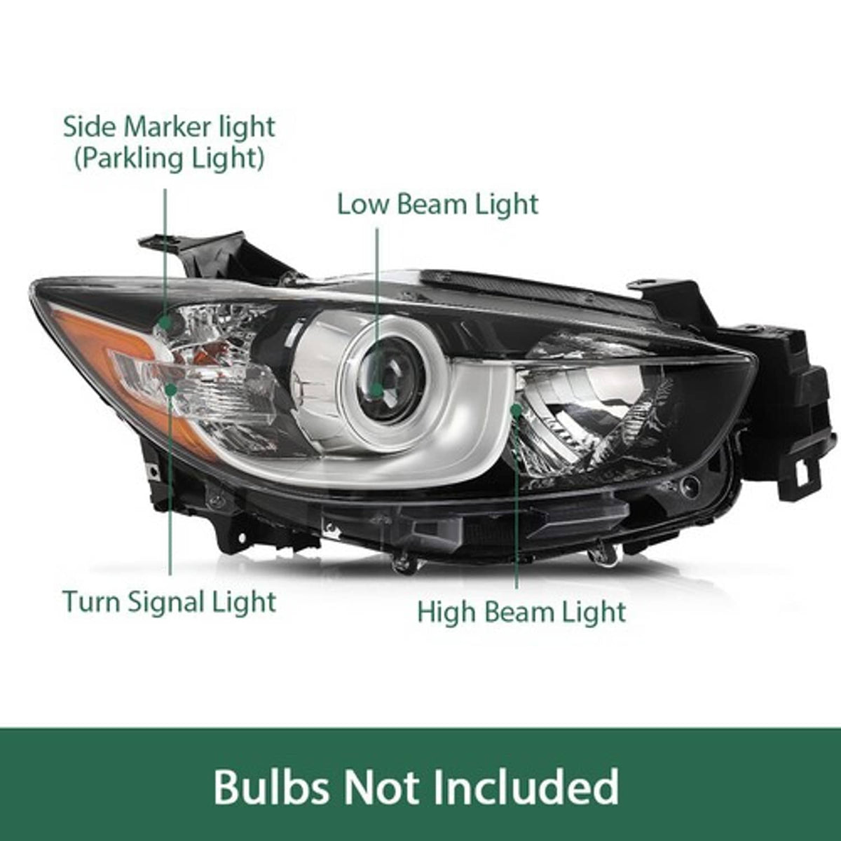Solid Spare Fit For 2013-2016 Mazda CX-5 Halogen Projector Headlight Headlamp Right Side