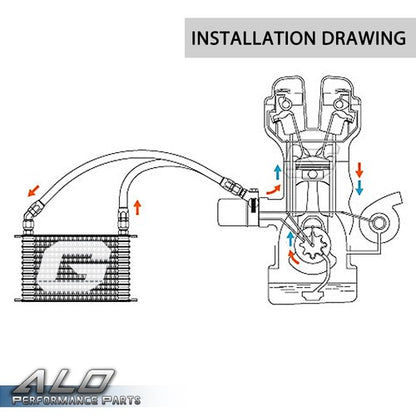 Solid Spare New Universal 30 Row AN10 Aluminum Engine Oil Cooler+ Filter Adapter+ 7" Fan Kit