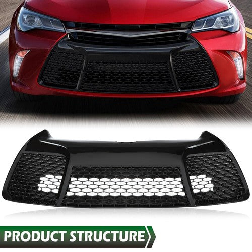 Solid Spare Fit For 2015-2017 Toyota Camry SE XSE Sport Front Bumper Lower Grille Black
