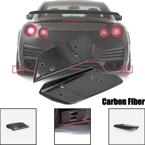 Pair Rear Bumper lip Spoiler Splitter Diffuser CF For 08-16 Nissan GTR GT-R R35