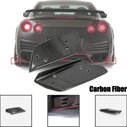 Pair Rear Bumper lip Spoiler Splitter Diffuser CF For 08-16 Nissan GTR GT-R R35