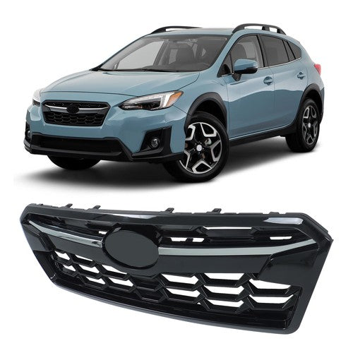 Solid Spare For Subaru Crosstrek 2018 2019 2020 Front Upper Grill Black with Chrome Molding