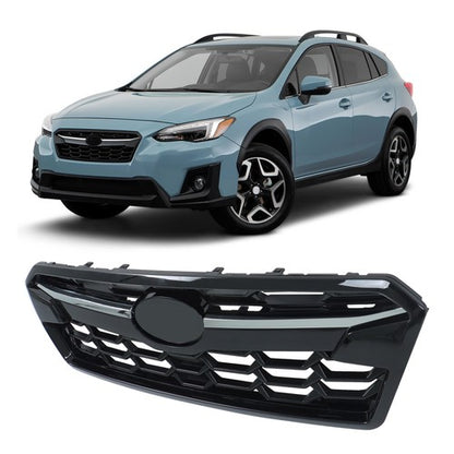 Solid Spare For Subaru Crosstrek 2018 2019 2020 Front Upper Grill Black with Chrome Molding