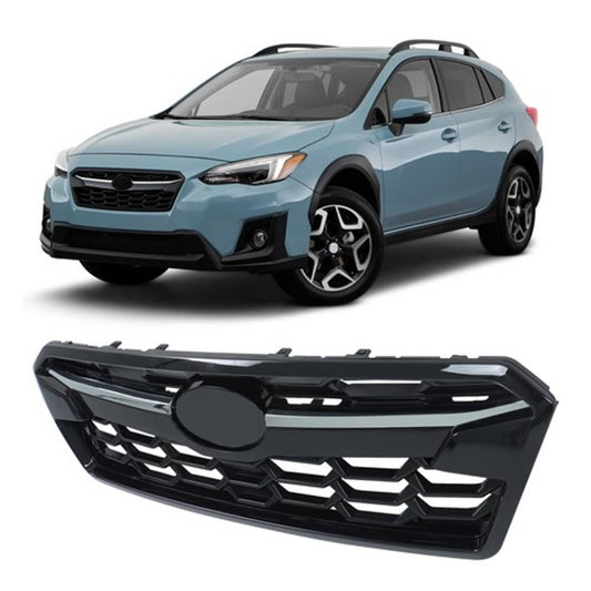 Solid Spare For Subaru Crosstrek 2018 2019 2020 Front Upper Grill Black with Chrome Molding