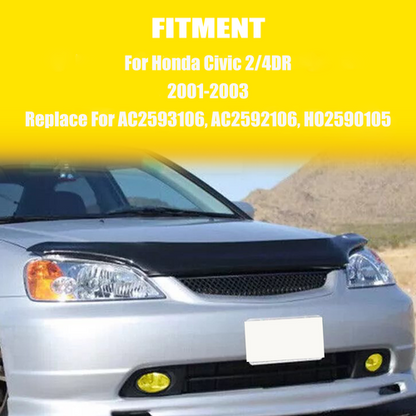 Fit 2001-2003 Honda Civic Sedan Front Mesh Grille Grill & Yellow Lens Fog Lights