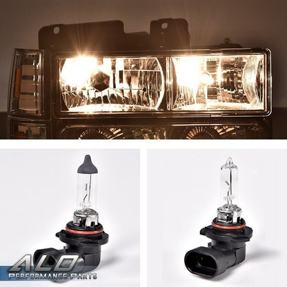 Solid Spare Fit For 88-98 Chevy GMC C10 C/K Truck Headlights Lamps Chrome W/Bulbs