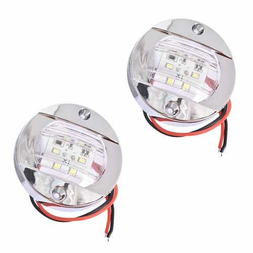 Solid Spare 2X Round 3" Marine Boat Stern Transom Lights White 6 LED Courtesy Cockpit Light