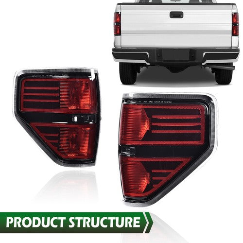 Solid Spare Fit For 2009-2014 Ford F-150 Pickup Rear Tail Lights Brake Lamps Left & Right
