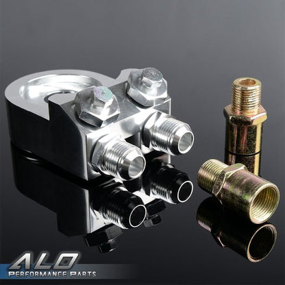 Solid Spare New Universal 19 Row 10AN Aluminum Engine Oil Cooler + Filter Sandwich Adapter