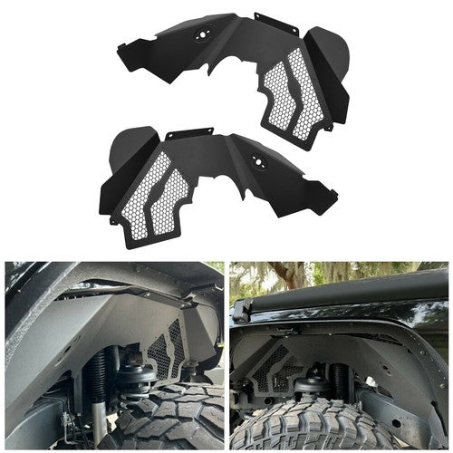 Solid Spare Front Inner Fender Liners Flares Aluminum For 2007-2018 Jeep Wrangler JK JKU