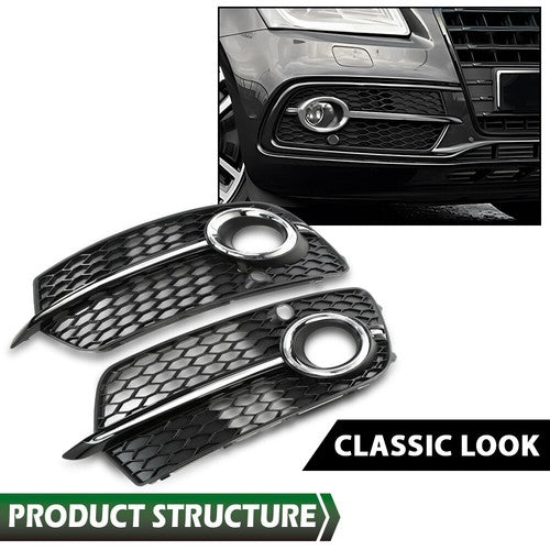 Solid Spare Front Bumper Fog Light Grill Grille Fit For AUDI Q5 S-Line/ SQ5 2013-2017