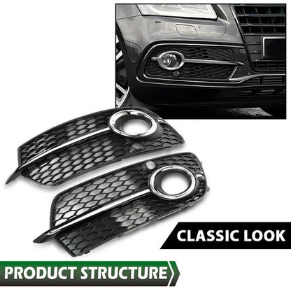 Solid Spare Front Bumper Fog Light Grill Grille Fit For AUDI Q5 S-Line/ SQ5 2013-2017