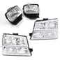 Solid Spare Clear Chrome Headlights+Fog Lights Fit For 2003-2007 Chevy Silverado Avalanche