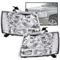 Solid Spare Fit For 2007-2014 Avalanche Tahoe Suburban Clear Lens Chrome Headlights Assembly
