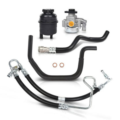Solid Spare Fit for 01-05 BMW E46 325i 330i Power Steering Pump + Hoses + Reservoir w/ Cap