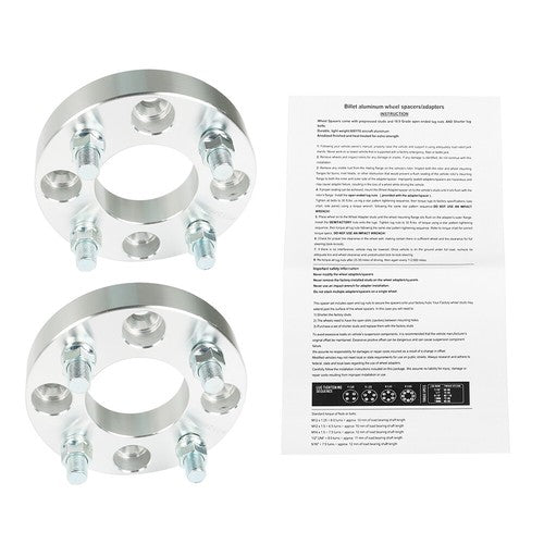Solid Spare Wheel Flange 1" 4x101.6mm Hub Bore 62mm Thread Size 1/2"x20 Silver 2Pcs