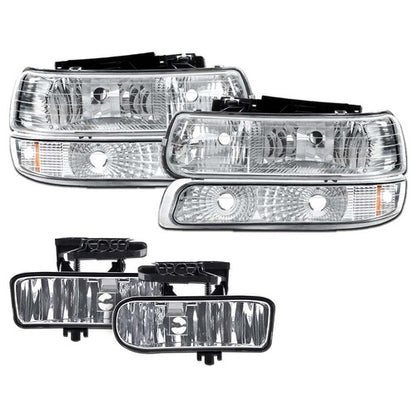 Solid Spare Fit For 99-06 Silverado Suburban Tahoe Headlights+Bumper Signal+Fog Lights