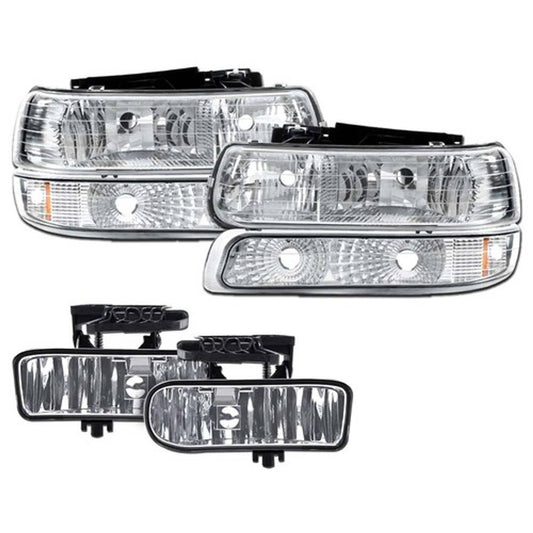 Solid Spare Fit For 99-06 Silverado Suburban Tahoe Headlights+Bumper Signal+Fog Lights